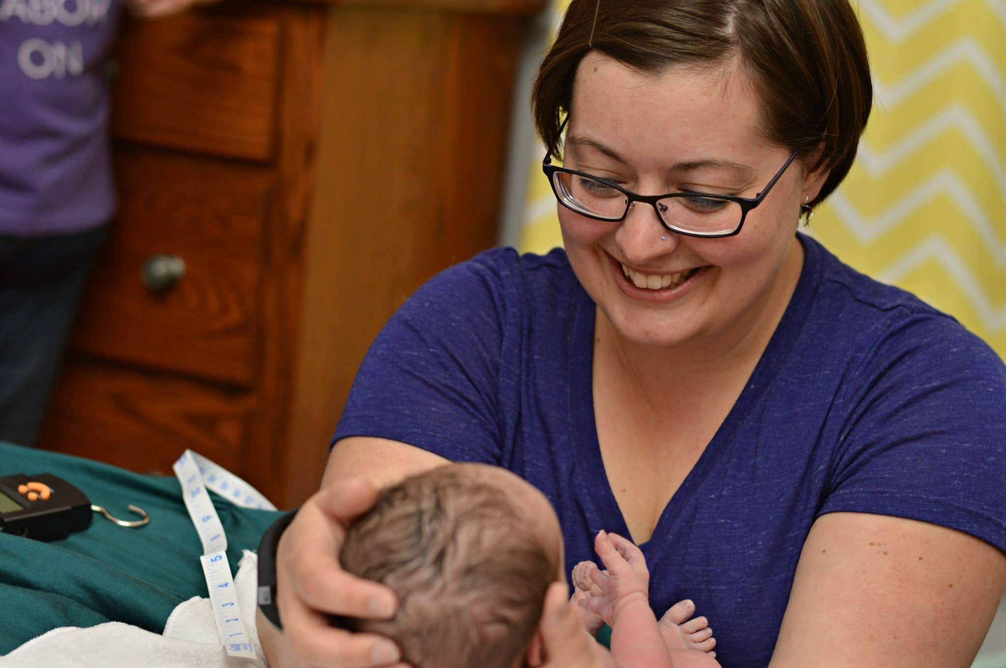 Portrait of Michelle, a licensed midwife in Bloomington, Indiana, with many years of experience in home births and natural childbirth.